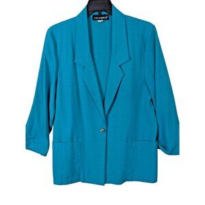 Sag Harbor Blazer Women size 14 Green One Button Professional Career Classic